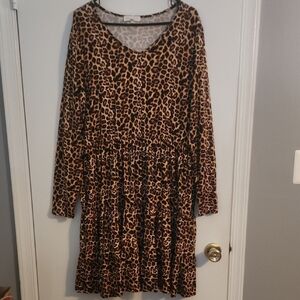 Perfect Peach Long Sleeve Leopard print dress